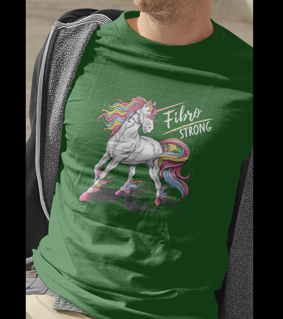 Fibro Unicorn Strong Rainbow Mane T-Shirt
