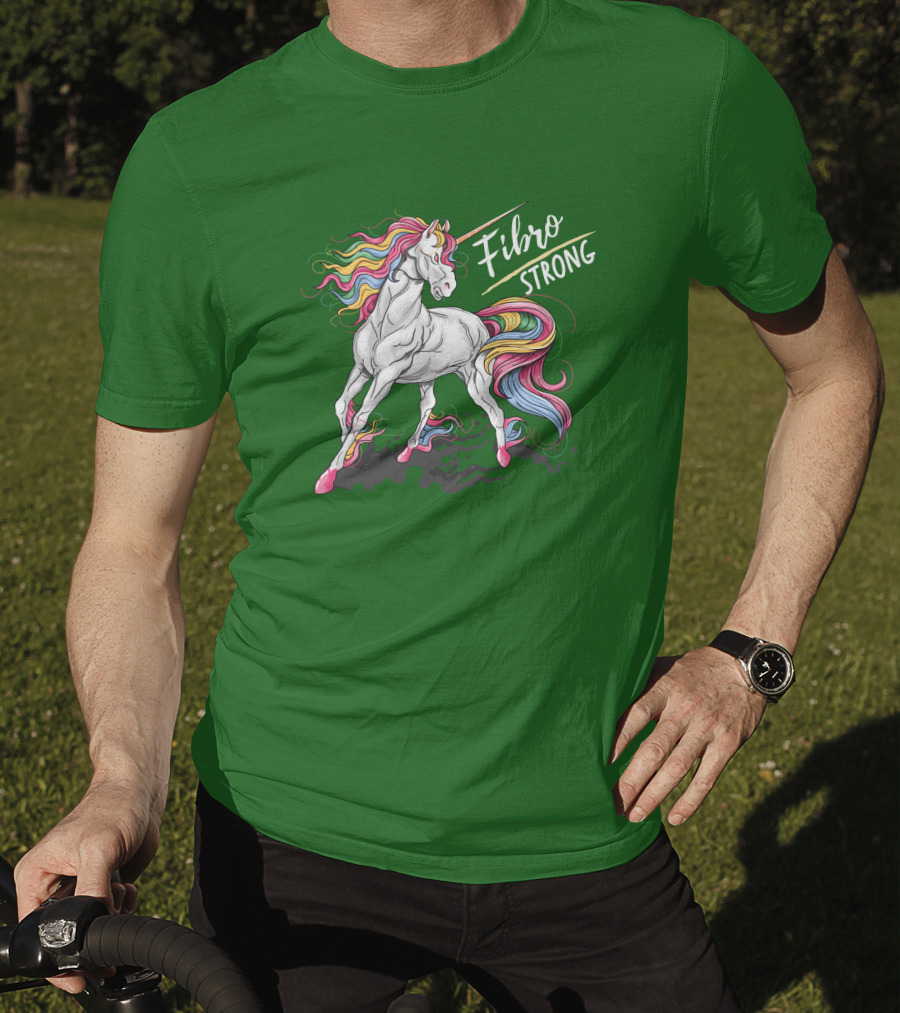 Fibro Unicorn Strong Rainbow Mane T-Shirt