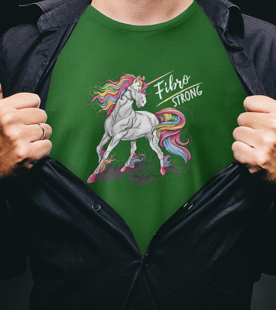 Fibro Unicorn Strong Rainbow Mane T-Shirt