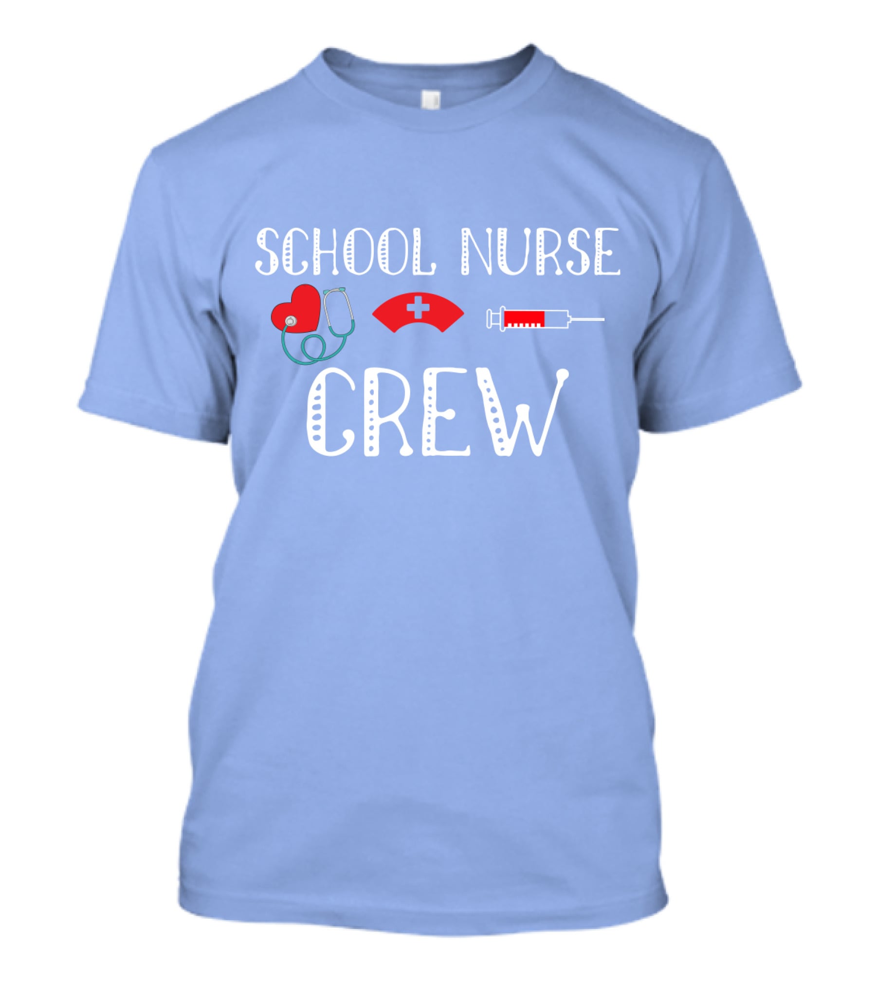 School Nurse Crew Heart Stethoscope Cap Syringe T-Shirt