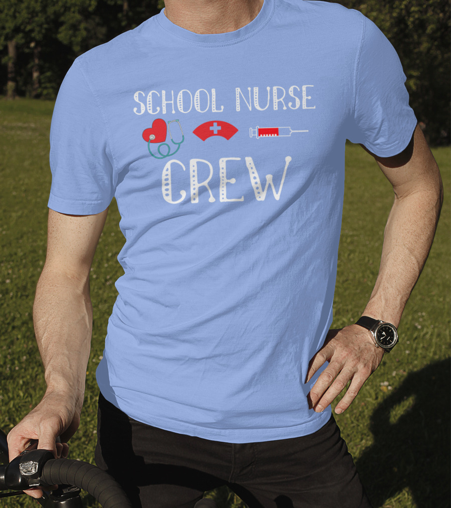 School Nurse Crew Heart Stethoscope Cap Syringe T-Shirt
