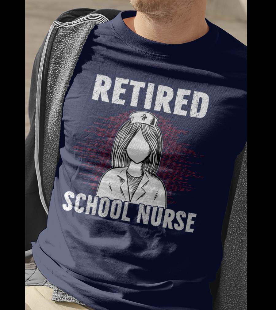 Retired School Nurse Vintage Nurse Figure With Hat T-Shirt