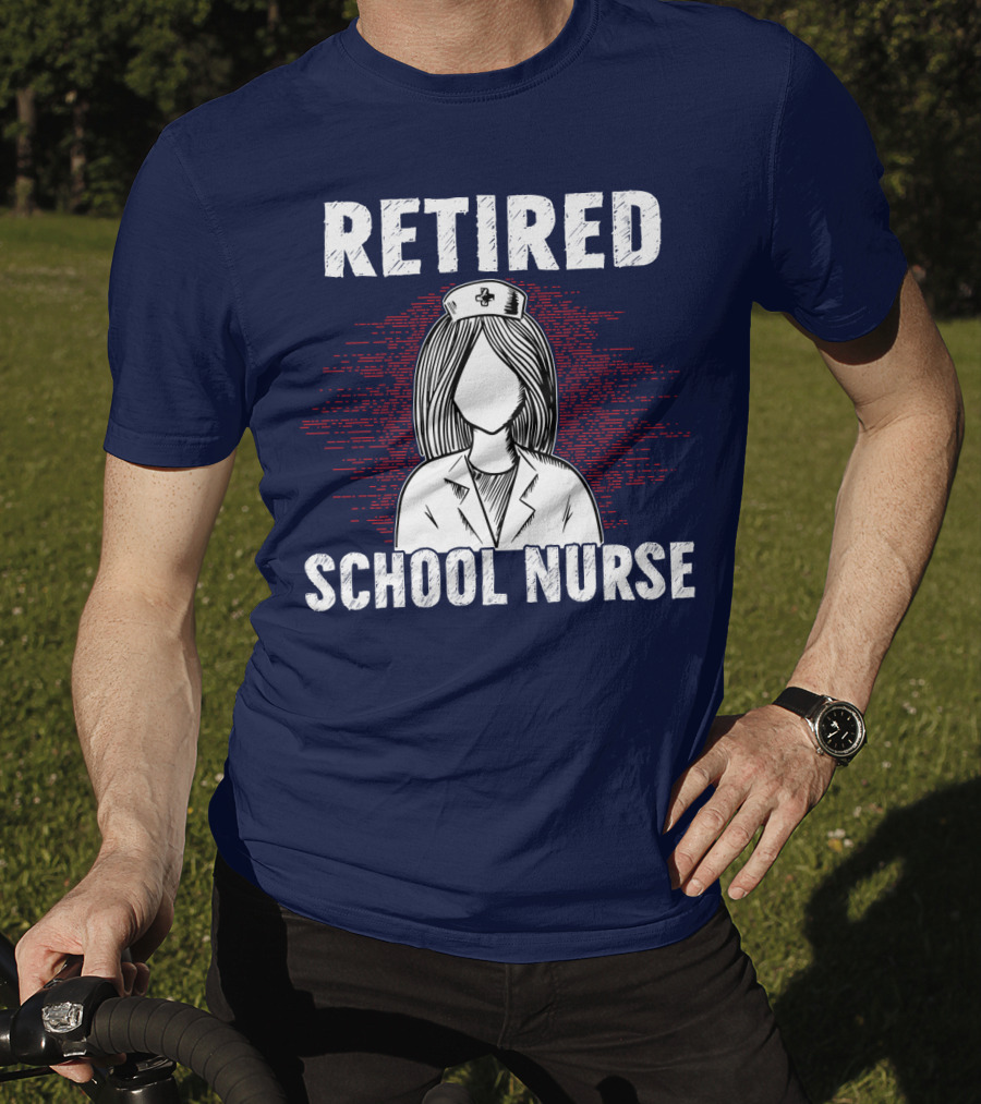 Retired School Nurse Vintage Nurse Figure With Hat T-Shirt