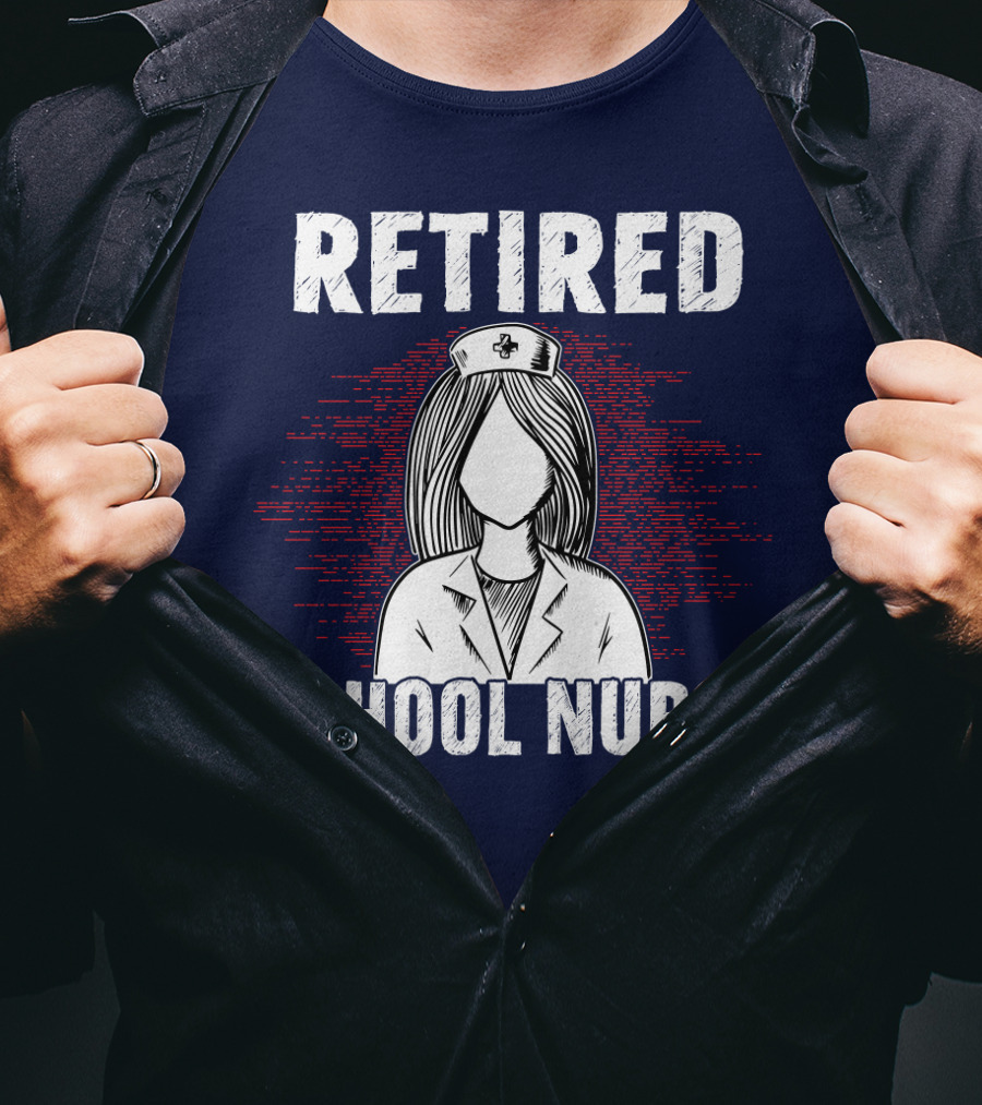 Retired School Nurse Vintage Nurse Figure With Hat T-Shirt