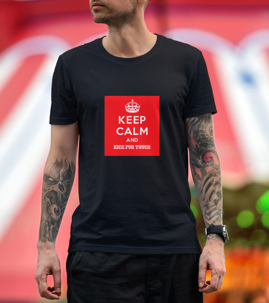 Keep Calm and Kick for Touch Red Background Crown T-Shirt