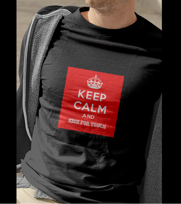 Keep Calm And Kick For Touch Red Background Crown T-Shirt