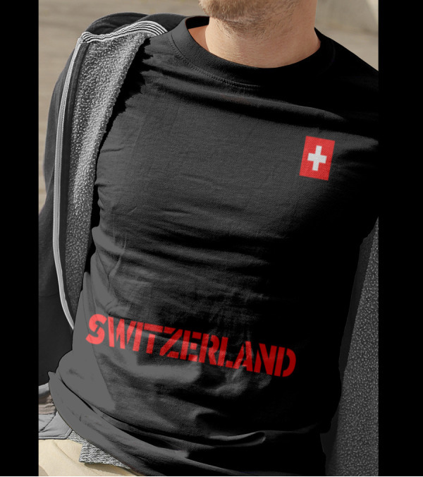 Switzerland Mountains Gondola Skier With Swiss Flag T-Shirt
