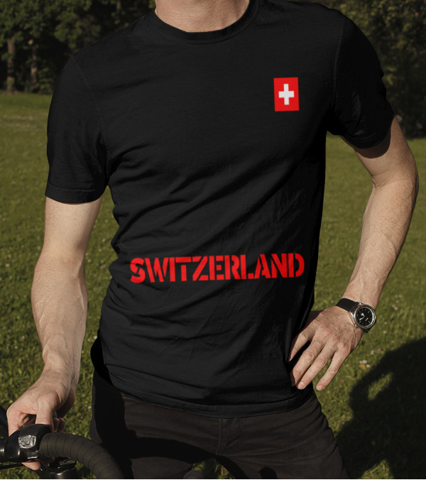 Switzerland Mountains Gondola Skier With Swiss Flag T-Shirt