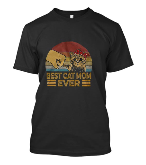 Best Cat Mom Ever Fist Bump Retro T-Shirt