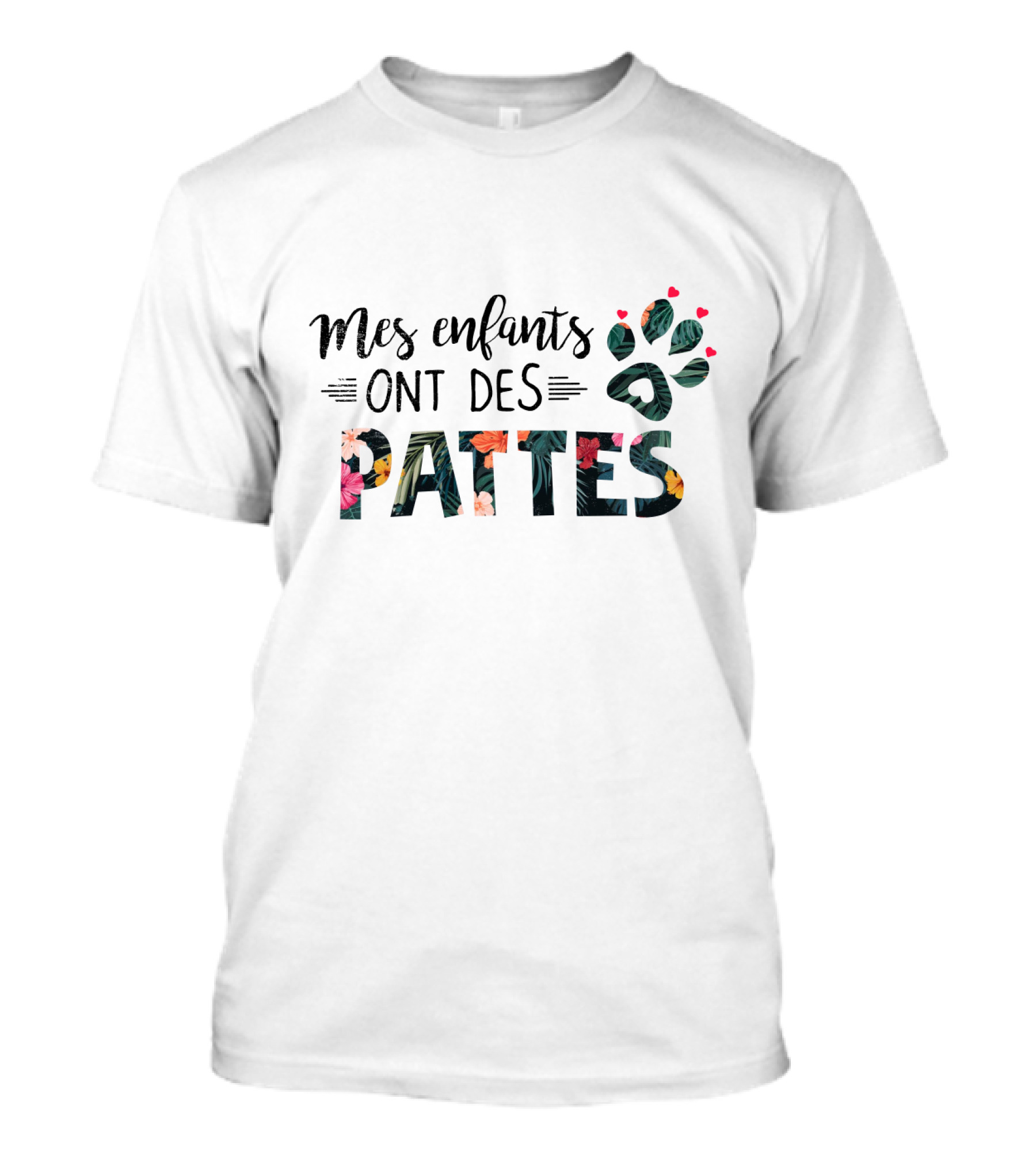 Mes Enfants Ont Des Pattes Floral Paw Prints T-Shirt