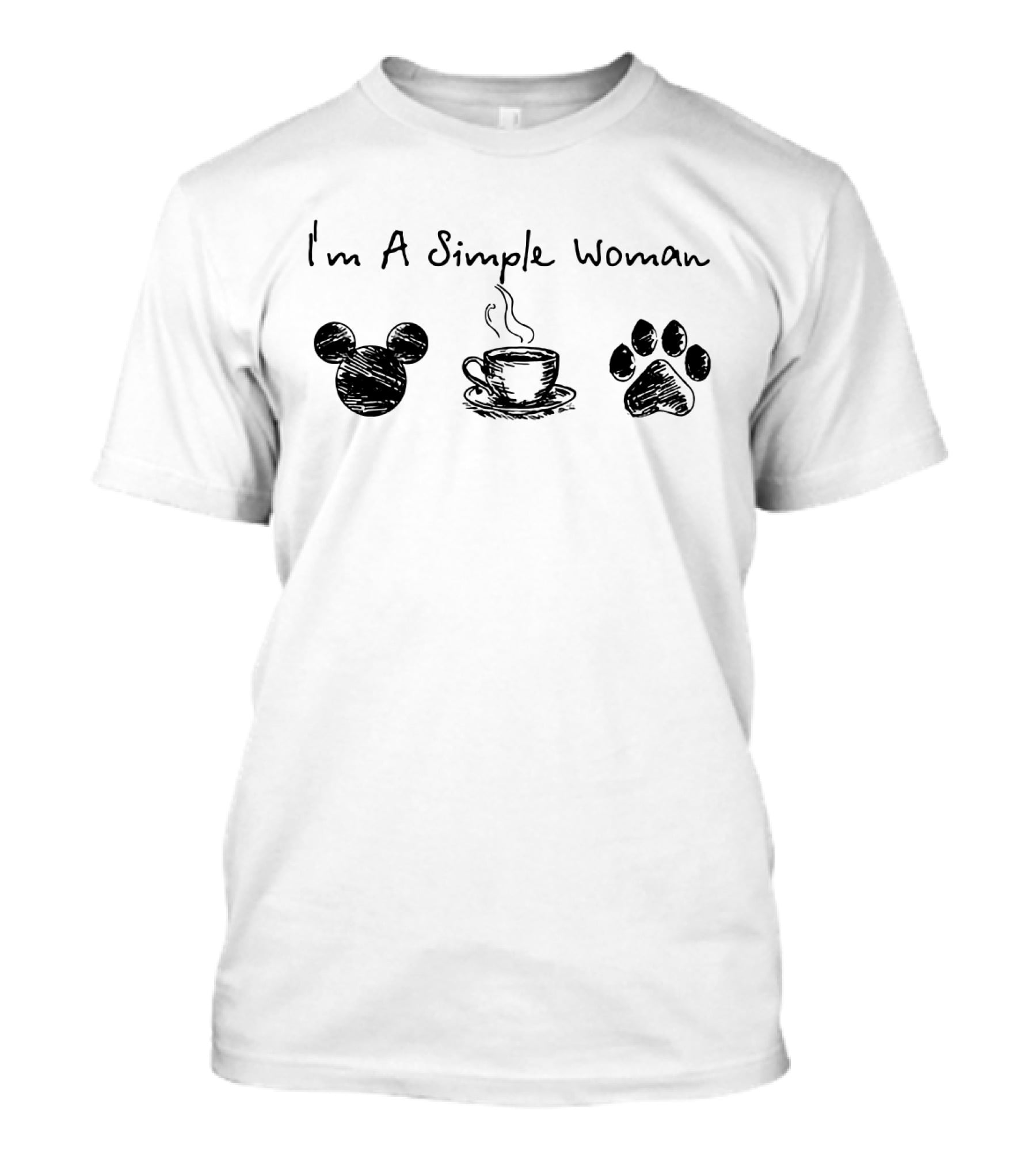 I'm A Simple Woman Mickey Coffee Paw Prints T-Shirt