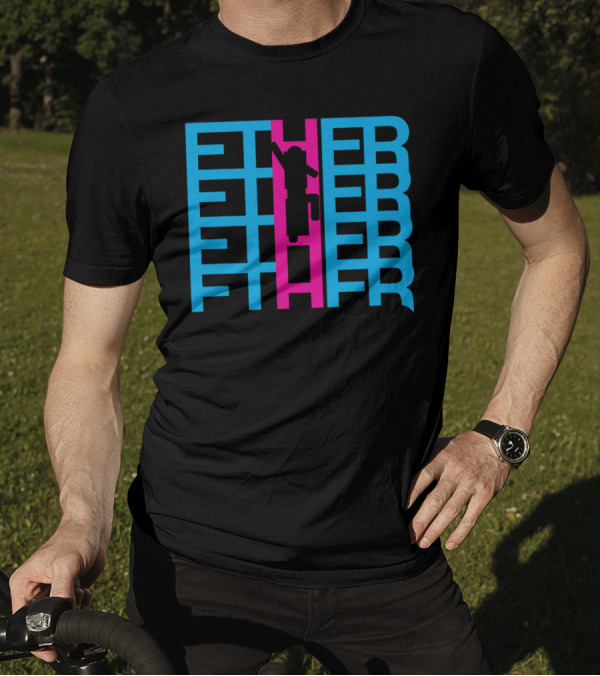 Climb The Ether Ladder With Bold Pink And Blue Text T-Shirt