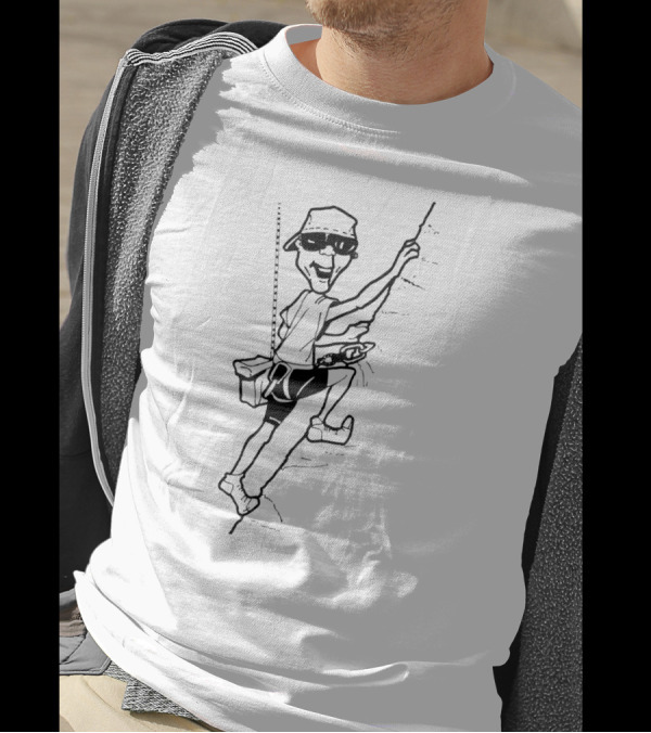 Rock Climbing Adventure Fun Cartoon Character Emphasizing Only The Climb Counts T-Shirt