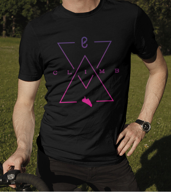 CLIMB MTN Gradient Geometric Design With Pink Ice Axe T-Shirt