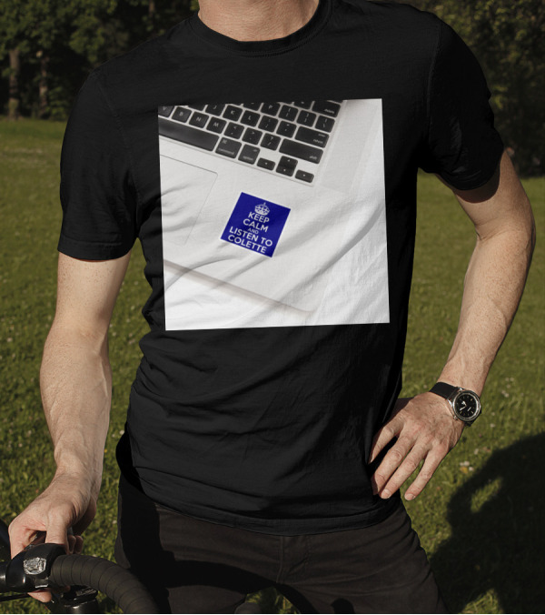 Keep Calm And Listen To Colette Blue Sticker On Laptop Keyboard T-Shirt