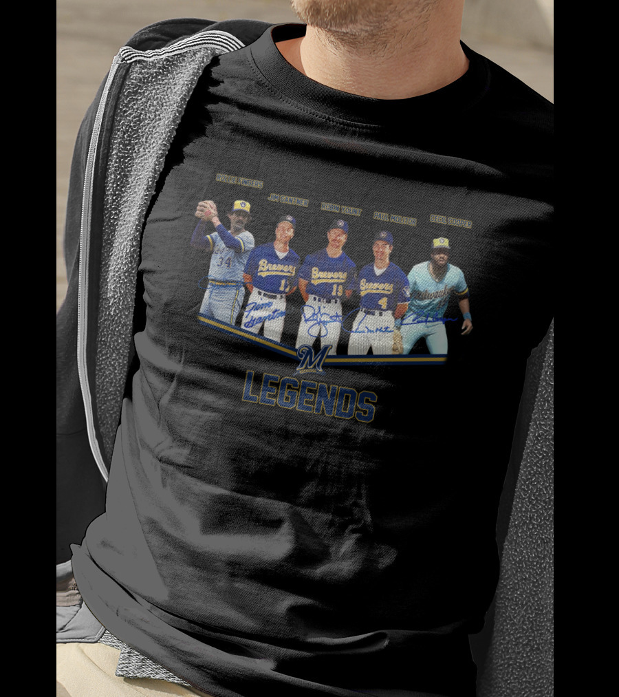 Milwaukee Brewers Legends Rollie Fingers Jim Gantner Robin Yount Paul Molitor Cecil Cooper T-Shirt