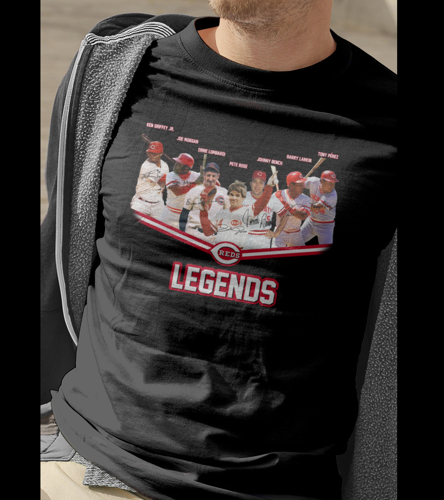 Reds Legends Ken Griffey Jr Joe Morgan Ernie Lombardi Pete Rose Johnny Bench Barry Larkin Tony PErez T-Shirt