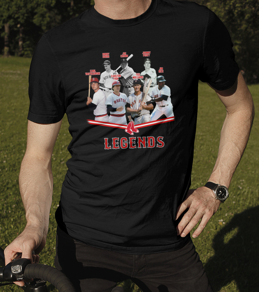 Boston Red Sox Legends Ted Williams Carl Yastrzemski Bobby Doerr Joe Cronin Johnny Pesky Carlton Fisk Jim Rice T-Shirt