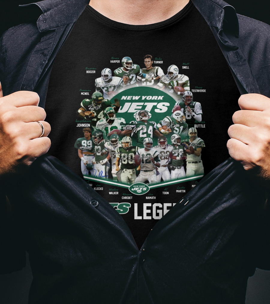 New York Jets Legends Revis Namath Martin Klecko Toon Maynard T-Shirt