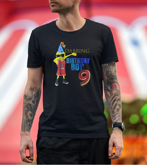 Premium T-Shirt: Dabbing Emoji Basketball Birthday Boy 9 Party Hat T-Shirt Dabbing Emoji Basketball Birthday Boy 9 Party Hat T-Shirt