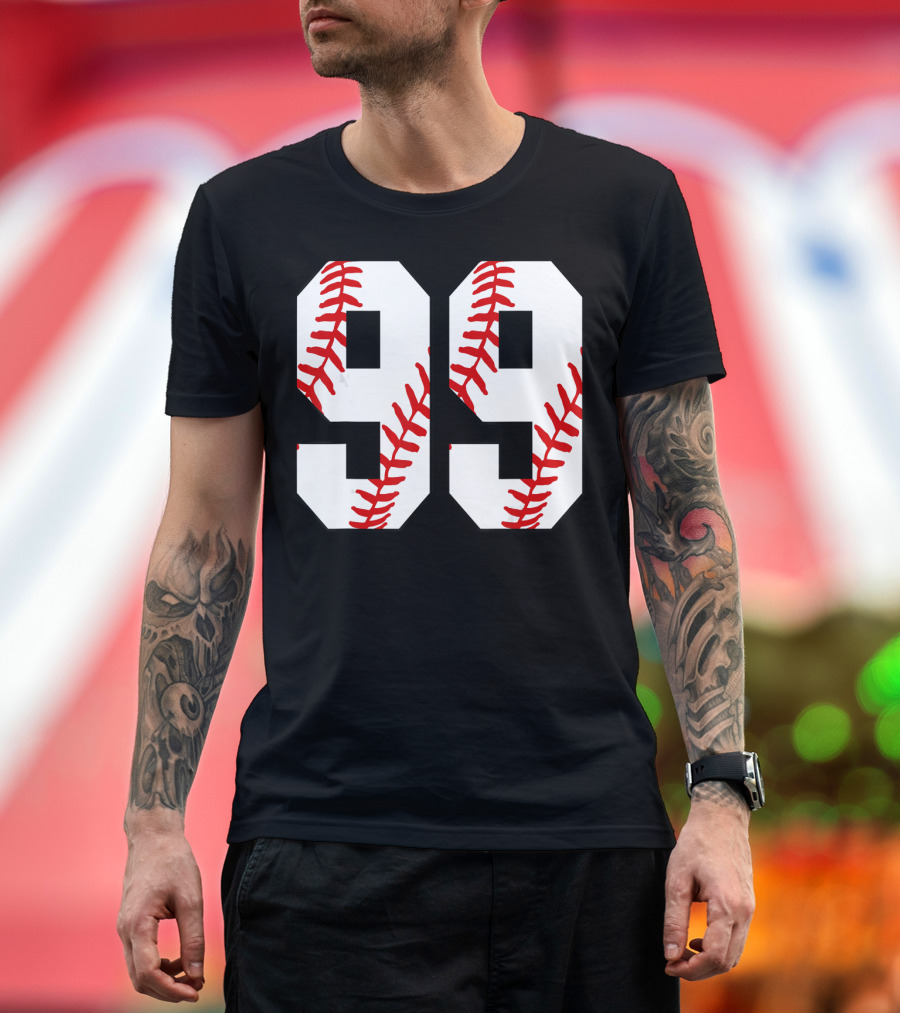 99 Baseball Lover Ninety Nine Player Baseball Stitch T-Shirt