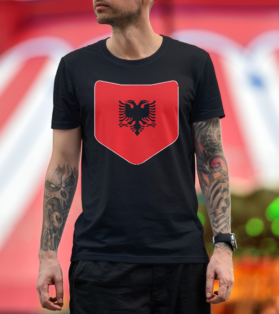 Albania Flag with Double-Headed Eagle Emblem Albani T-Shirt