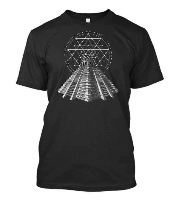 Aztec Mayan Pyramids Sacred Geometry Ancient Archeology T-Shirt