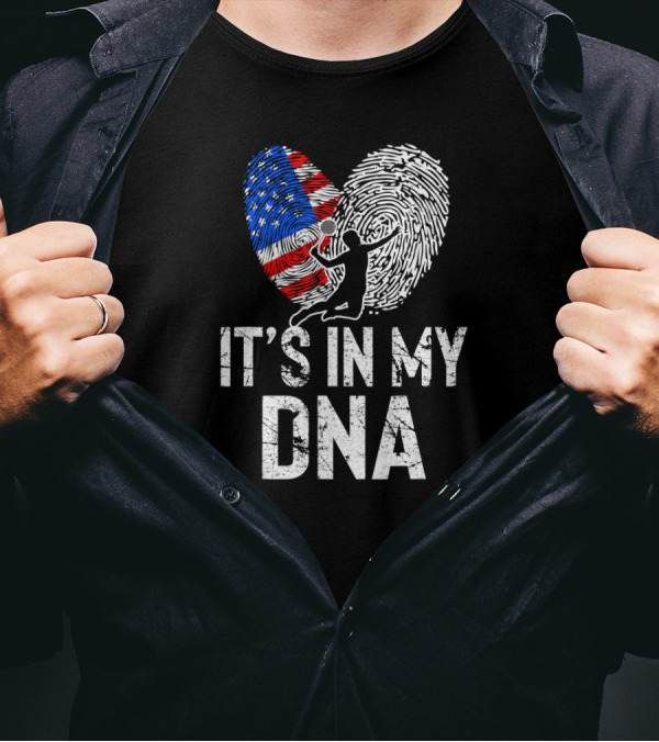 It's In My DNA Badminton USA Flag Fingerprint T-Shirt