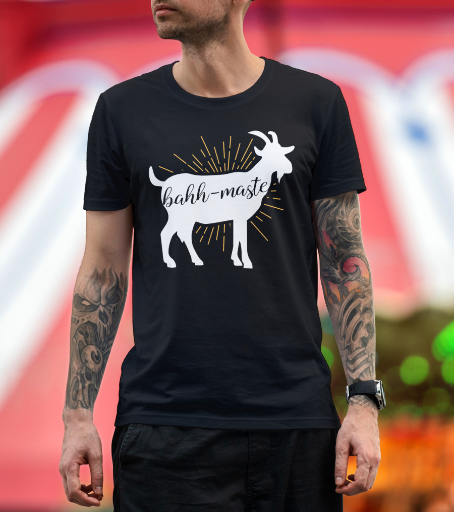 Bahh-Maste Goat Yoga Namaste Pun with Radiant Goat T-Shirt