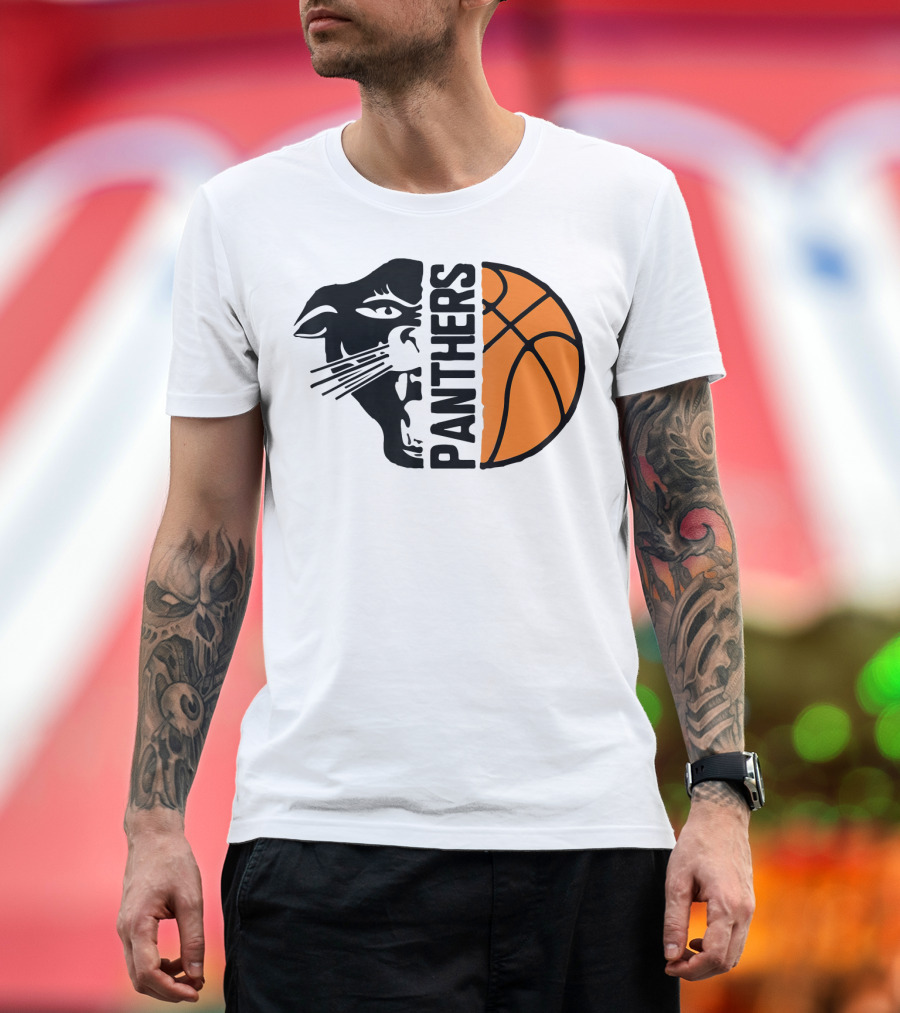 Basketball Panthers Ball Cool Black T-Shirt