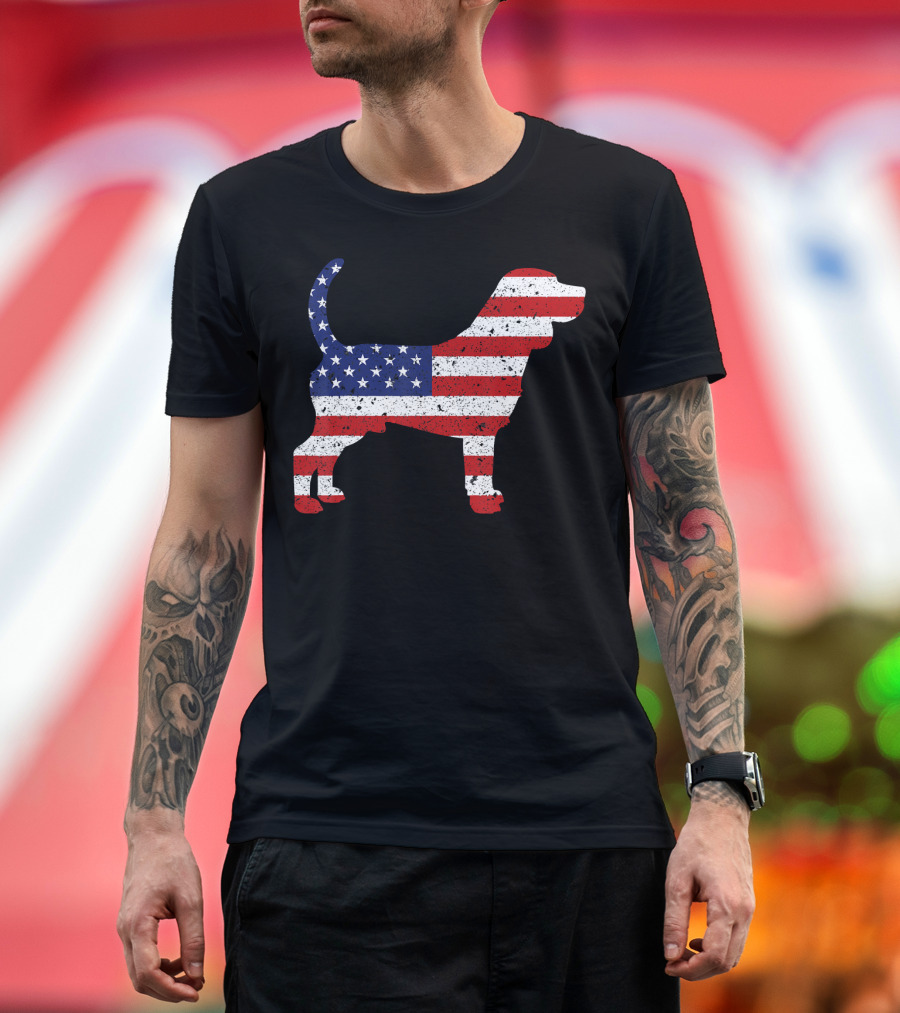 Beagle 4th of July American USA Flag T-Shirt