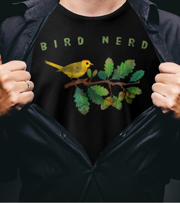 Bird Nerd Birding Bird Warbler On Oak Branch T-Shirt