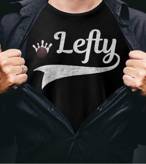 Lefty Bowling Ball And Pins T-Shirt