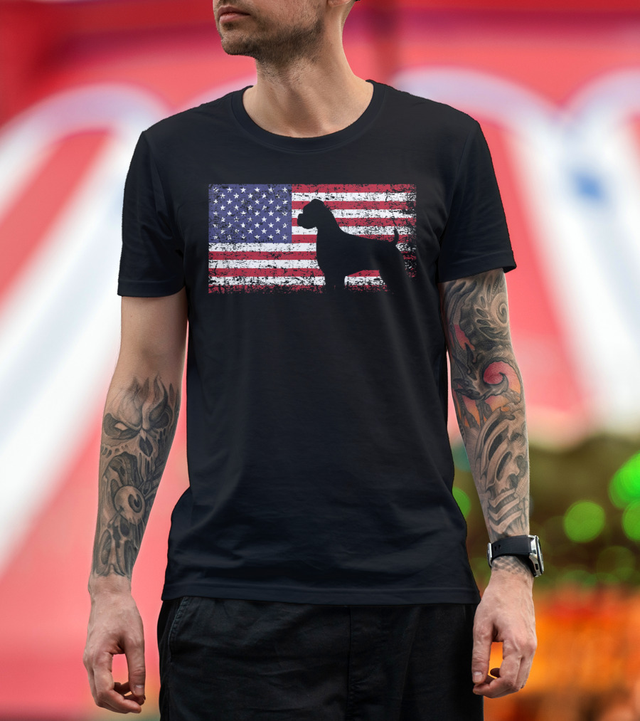 Boxer American Flag Silhouette I Love My Boxer T-Shirt