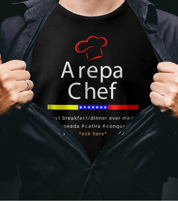 Arepa Chef Red Cap Tricolor Star Best Breakfast Dinner Ever Made #pepeada #catira #conqueso T-Shirt