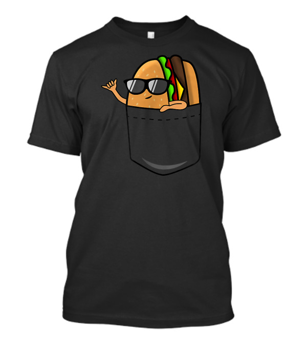 Awesome Shaka Hang Loose Hamburger In Pocket T-Shirt