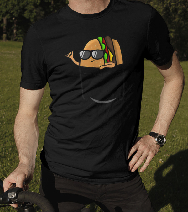 Awesome Shaka Hang Loose Hamburger In Pocket T-Shirt