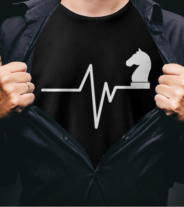 Chess Heartbeat Funny Chess Player Knight Pulse T-Shirt