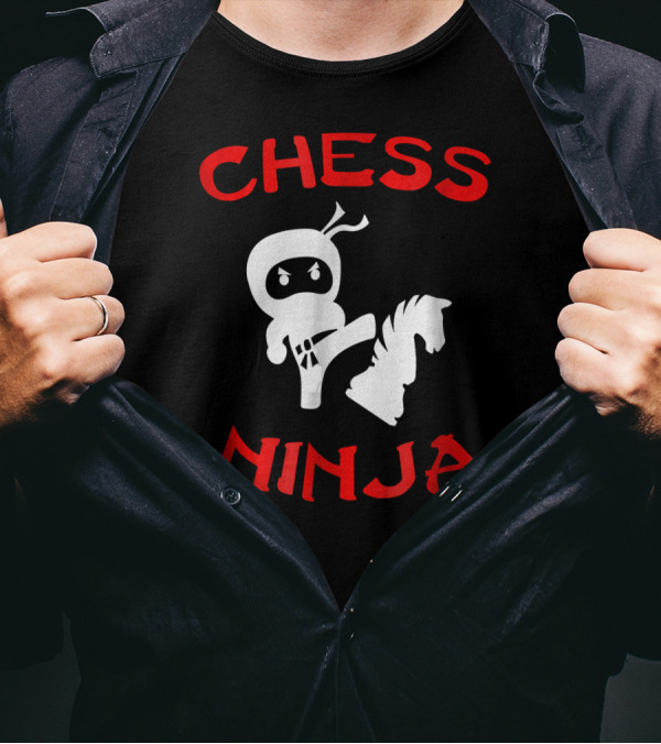 Chess Ninja Funny Nerdy Chess Lover With Knight Piece And Cartoon Ninja T-Shirt