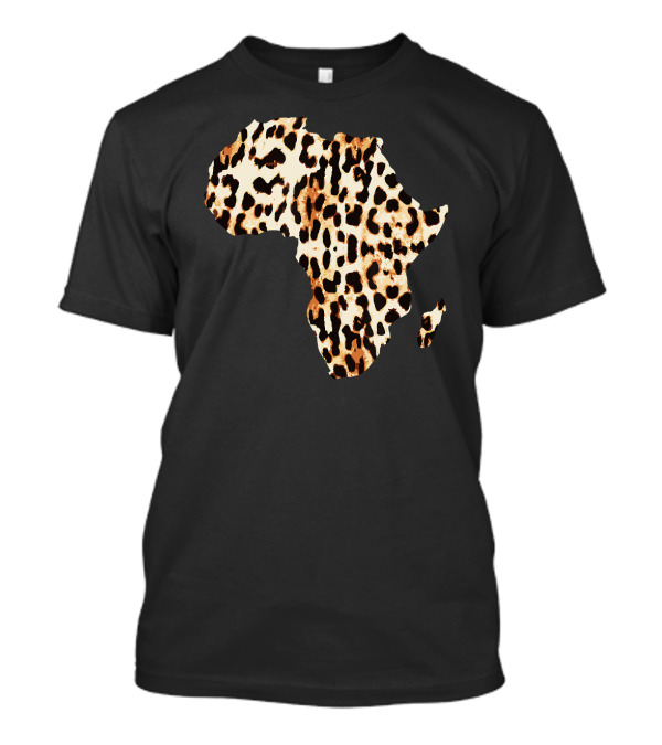 Cool Cheetah Leopard Print Africa Map T-Shirt