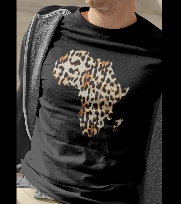 Cool Cheetah Leopard Print Africa Map T-Shirt