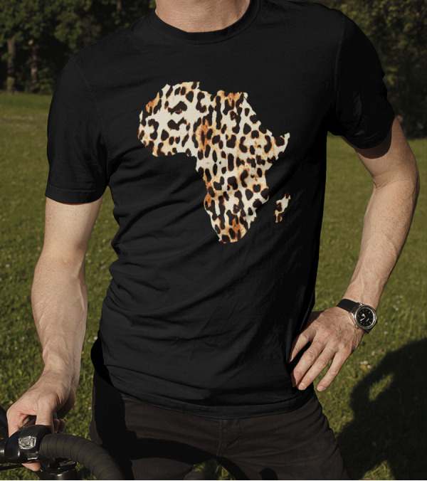 Cool Cheetah Leopard Print Africa Map T-Shirt