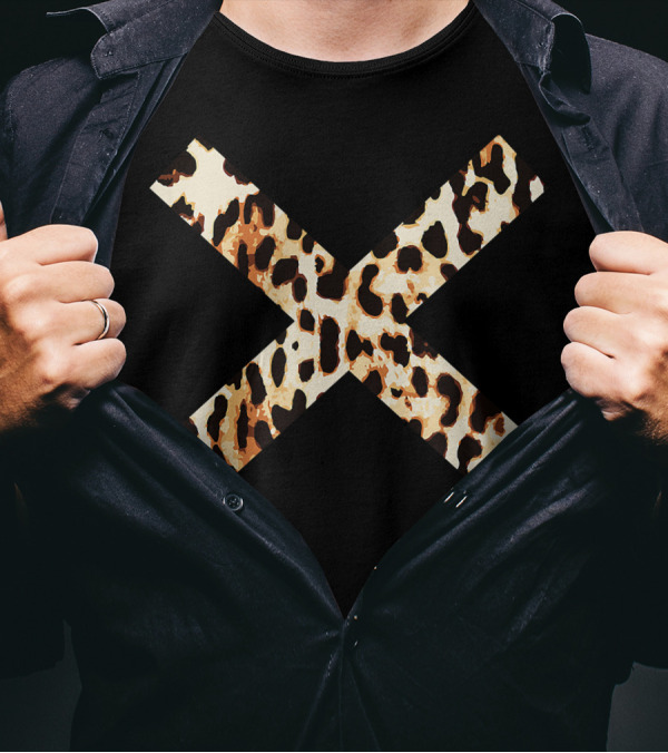 Cool Leopard Cheetah Print Cross T-Shirt