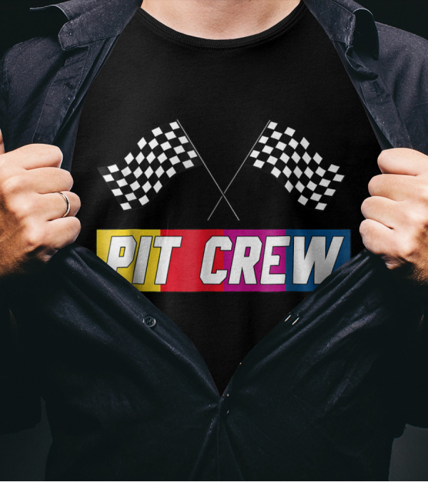 Pit Crew Checkered Flags Race Car Party T-Shirt