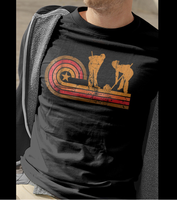 1970's Curling Retro Star Stripes T-Shirt