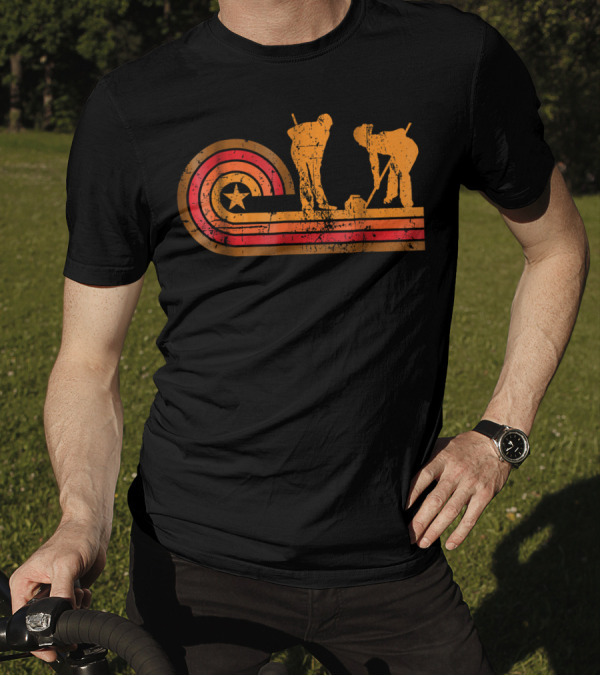 1970's Curling Retro Star Stripes T-Shirt