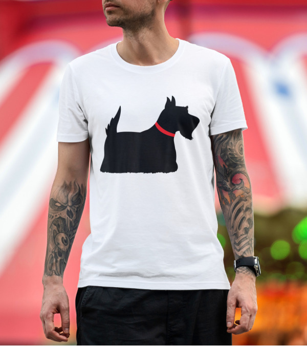 Premium T-Shirt: Black Scottish Terrier with Red Collar Sco Iconic T-Shirt Black Scottish Terrier with Red Collar Sco Iconic T-Shirt