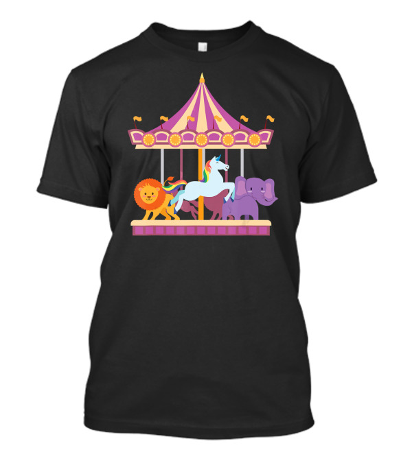 Circus Merry Go Round Carousel Unicorn Lion Elephant T-Shirt