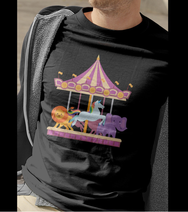 Circus Merry Go Round Carousel Unicorn Lion Elephant T-Shirt