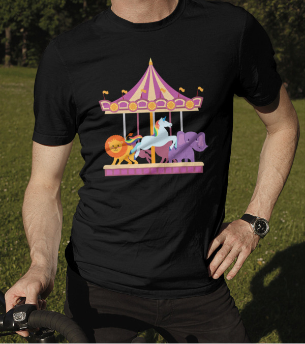 Circus Merry Go Round Carousel Unicorn Lion Elephant T-Shirt